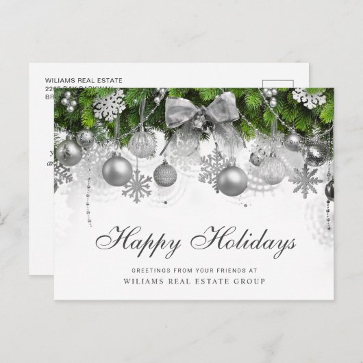 Retro Rustic kerstversier Corporate Greeting Briefkaart (Voorkant / Achterkant)