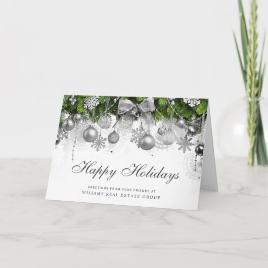 Retro Rustic kerstversier Corporate Greeting Feestdagen Kaart (Voorkant)