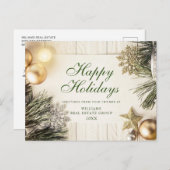 Retro Rustic kerstversier Corporate Greeting Feestdagenkaart (Voorkant / Achterkant)