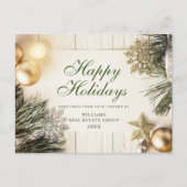 Retro Rustic kerstversier Corporate Greeting Feestdagenkaart (Voorkant)