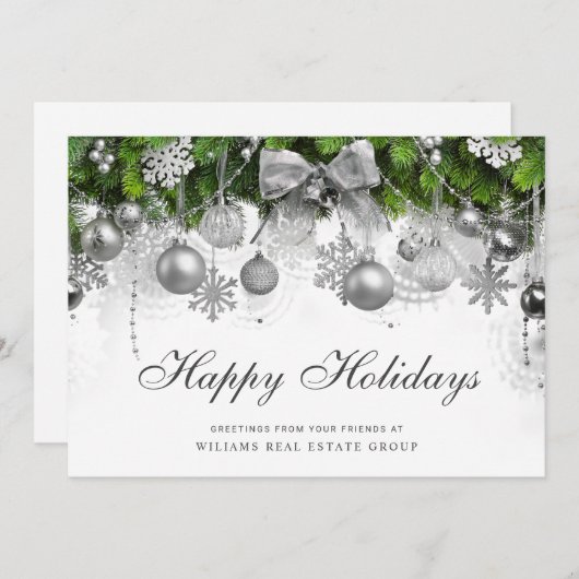 Retro Rustic kerstversier Corporate Greeting Feestdagenkaart (Voorkant / Achterkant)