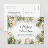 Retro Rustic kerstversier Corporate Greeting Feestdagenkaart (Voorkant / Achterkant)