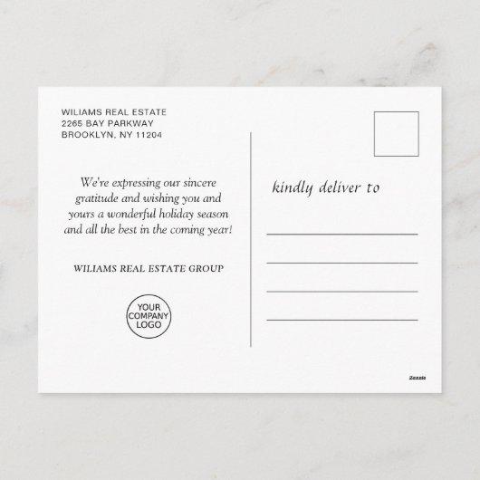 Retro Rustic kerstversier Corporate Greeting Feestdagenkaart (Achterkant)