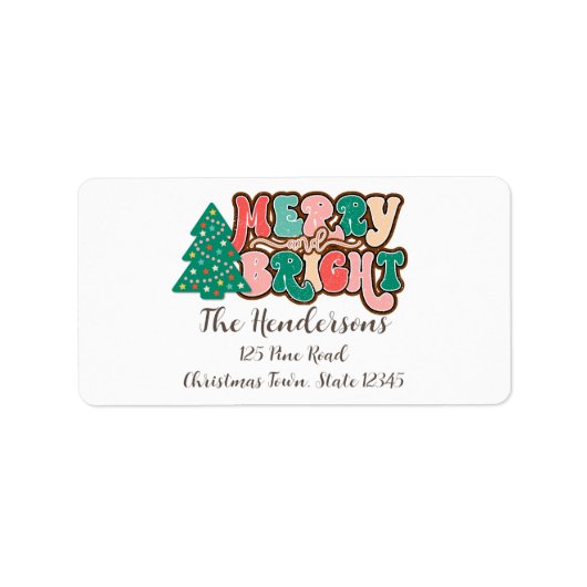 Retro Rustic Merry en Bright Etiket (Voorkant)