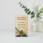 Retro Rustic microfoon singer muziek Visitekaartje (Staand voorkant)