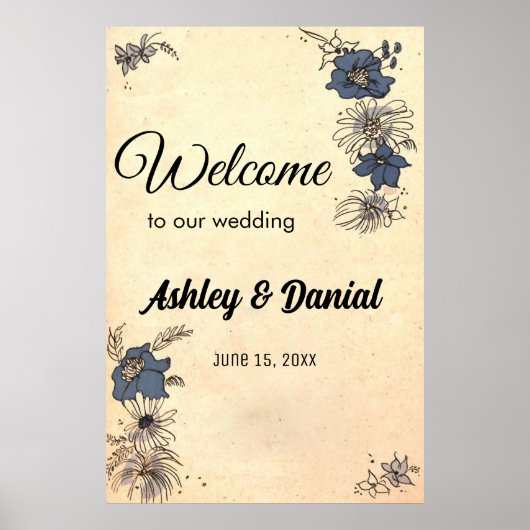  Retro Rustic Old Botanical Floral Wedding Poster (Voorkant)