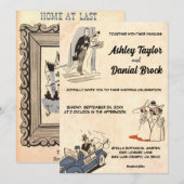  Retro Rustic Old Romantic Comic Wedding Kaart (Voorkant / Achterkant)
