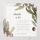 RETRO RUSTIC OLIVE WATERVERF FOLIAGE WEDDING BEDANKKAART (Voorkant / Achterkant)