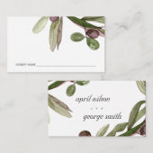 RETRO RUSTIC OLIVE WATERVERF FOLIAGE WEDDING PLAATSKAARTJE (Voorkant / Achterkant)