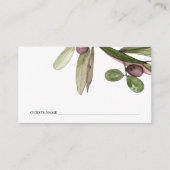 RETRO RUSTIC OLIVE WATERVERF FOLIAGE WEDDING PLAATSKAARTJE (Voorkant)