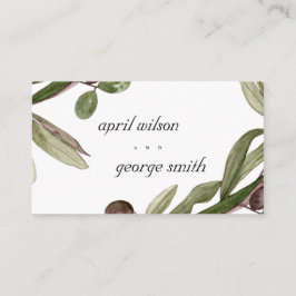 RETRO RUSTIC OLIVE WATERVERF FOLIAGE WEDDING PLAATSKAARTJE