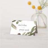 RETRO RUSTIC OLIVE WATERVERF FOLIAGE WEDDING PLAATSKAARTJE (Achterkant)