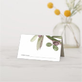 RETRO RUSTIC OLIVE WATERVERF FOLIAGE WEDDING PLAATSKAARTJE (Voorkant)