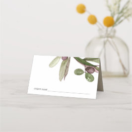 RETRO RUSTIC OLIVE WATERVERF FOLIAGE WEDDING PLAATSKAARTJE
