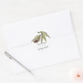RETRO RUSTIC OLIVE WATERVERF FOLIAGE WEDDING RONDE STICKER (Envelop)