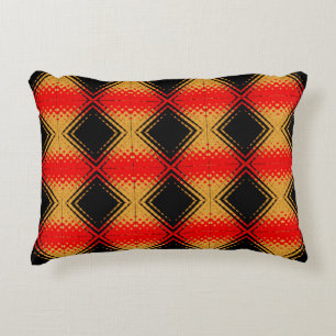 Retro Rustic Red Black Gold Pattern Accent Kussen