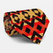 Retro Rustic Red Black Gold Pattern Stropdas (Opgerold)