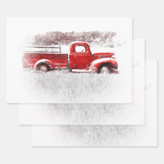  Retro Rustic Red Boerderij Truck Inpakpapier Vel (Set)