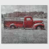 Retro Rustic Red Grey Boerderij Truck Cadeaupapier (Vlak)