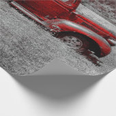 Retro Rustic Red Grey Boerderij Truck Cadeaupapier (Hoek)