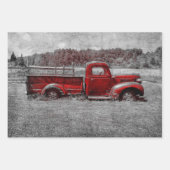  Retro Rustic Red Grey Boerderij Truck Inpakpapier Vel (Voorkant 2)