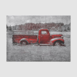  Retro Rustic Red Grey Boerderij Truck Tissuepapier