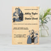 Retro Rustic Romantic Chic 50s Oude bruiloft Kaart (Staand voorkant)