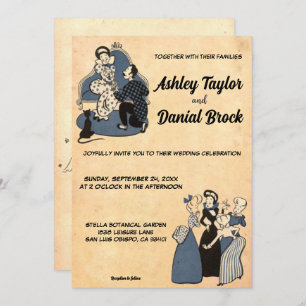  Retro Rustic Romantic Chic 50s Oude bruiloft Kaart