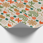 Retro Rustic Scandinavian Kerstpattern Cadeaupapier (Hoek)