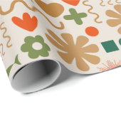 Retro Rustic Scandinavian Kerstpattern Cadeaupapier (Rol Hoek)