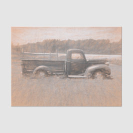  Retro Rustic Sepia Sketch Art Boerderij Truck Tissuepapier