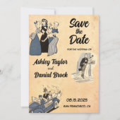 Retro Rustic Stylish Wedding sparen de Datum Kaart (Voorkant)