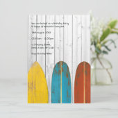 Retro Rustic Surfer Strand Verjaardagsfeest Kaart (Staand voorkant)