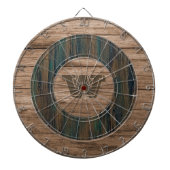 Retro Rustic Wood Personalized Dartboard Dartbord (Voorkant)