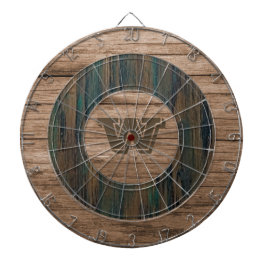 Retro Rustic Wood Personalized Dartboard Dartbord
