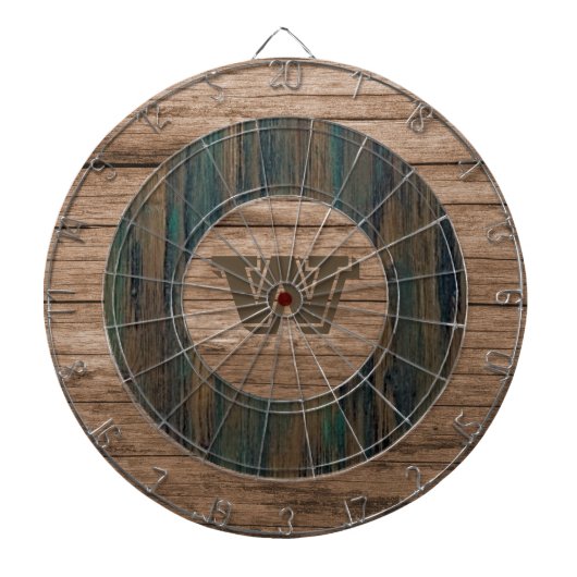 Retro Rustic Wood Personalized Dartboard Dartbord (Voorkant)