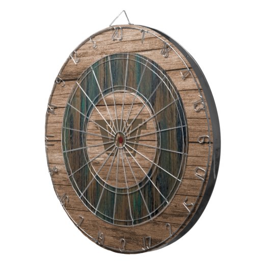 Retro Rustic Wood Personalized Dartboard Dartbord (Voorkant Rechts)