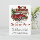 Retro Rustiek Boerderij Rode Vrachtwagen Kerstfees Kaart (Staand voorkant)