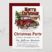 Retro Rustiek Boerderij Rode Vrachtwagen Kerstfees Kaart (Voorkant / Achterkant)