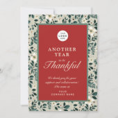 Retro rustiek holly rood groen business logo naam feestdagenkaart (Voorkant)