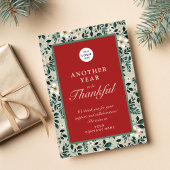 Retro rustiek holly rood groen business logo naam feestdagenkaart