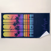 Retro Rustieke Aloha Palm Beach House Vakantie Strandlaken (Voorkant)