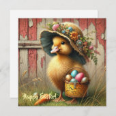 Retro rustieke Easer eend met eieren boerderij Feestdagenkaart (Voorkant / Achterkant)