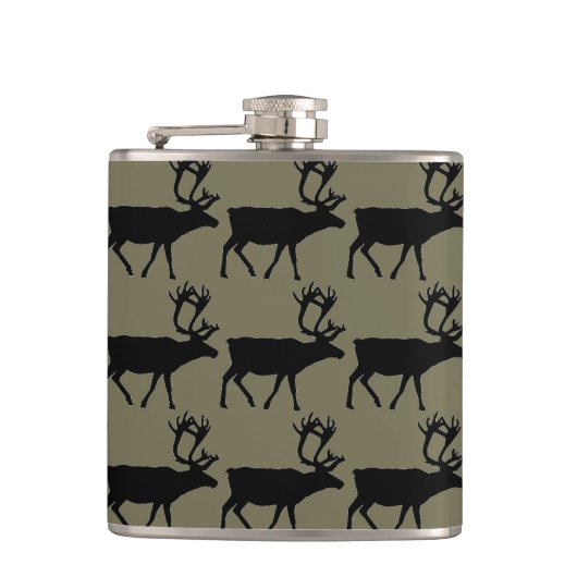 Retro rustieke Elk eland hertenpatroon Heupfles (Voorkant)