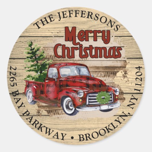 Retro rustieke kerst retour adres label (Voorkant)