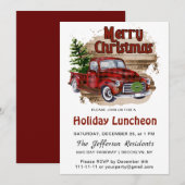 Retro Rustieke Kerst Rode Vrachtwagen Vakantie Lun Kaart (Voorkant / Achterkant)