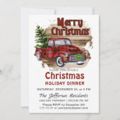 Retro Rustieke Rode Vrachtwagen Kerstmis Vakantie  Kaart (Voorkant)