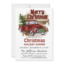 Retro Rustieke Rode Vrachtwagen Kerstmis Vakantie 