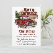 Retro Rustieke Rode Vrachtwagen Kerstmis Vakantie  Kaart (Staand voorkant)