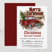 Retro Rustieke Rode Vrachtwagen Kerstmis Vakantie  Kaart (Voorkant / Achterkant)